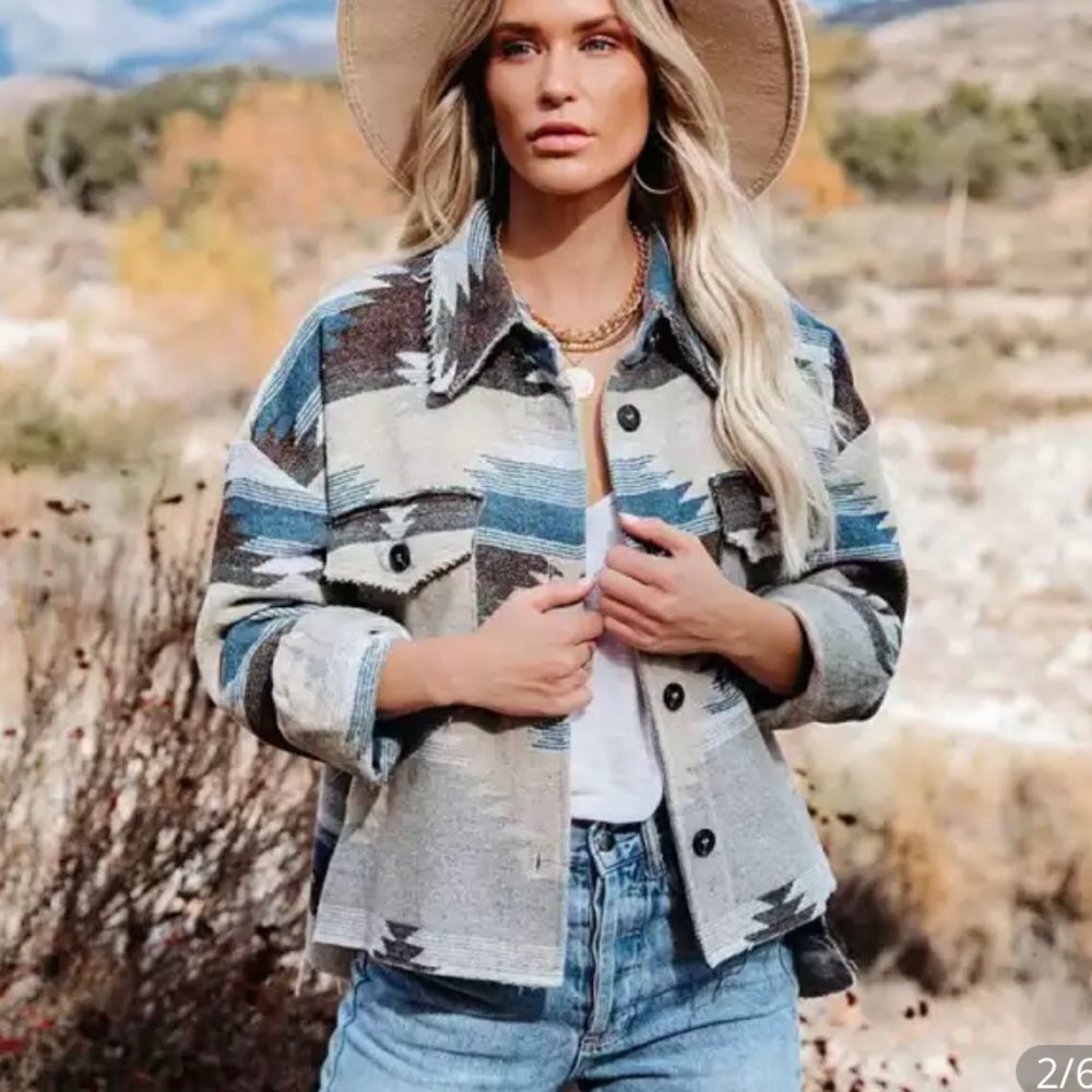 Distressed Aztec Shacket  - Picture 6 of 8